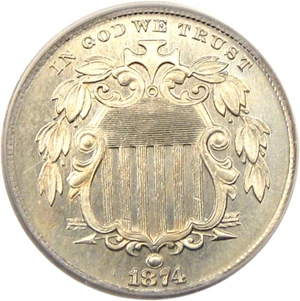 image for: 1874 5c PCGS/CAC Proof 65