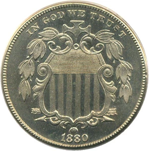 image for: 1880 5c PCGS/CAC Proof 65