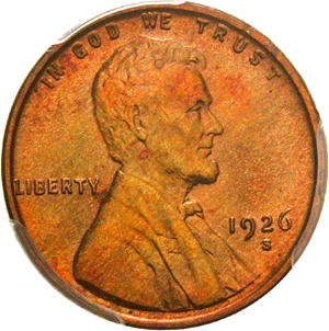 image for: 1926-S 1c PCGS MS64+ RB * Popular Key Date *
