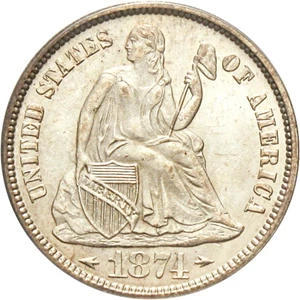 image for: 1874 10c PCGS/CAC MS65 (Arrows)
