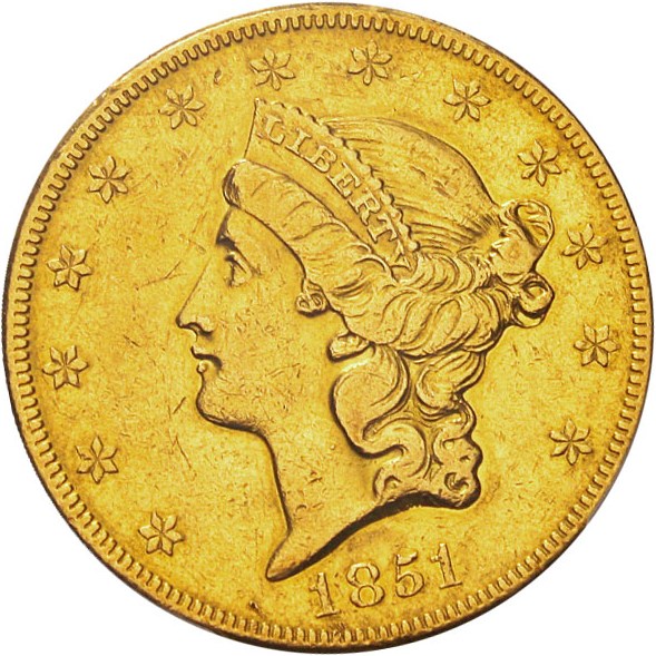 image for: 1851-O $20 PCGS XF45