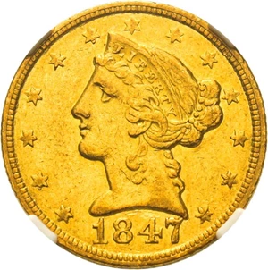 image for: 1847-C $5 NGC AU55