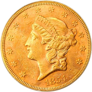 image for: 1854 $20 PCGS MS61 (Small Date) * Rare Issue in Mint State *