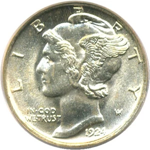 image for: 1924-D 10c PCGS MS65 FB