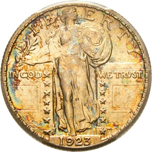 image for: 1923-S 25c PCGS/CAC MS65+ FH * Colorful Gem of this Key Date *