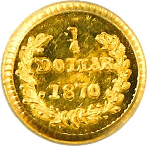image for: Cal Gold: 1870 25c PCGS MS63 (BG-808)