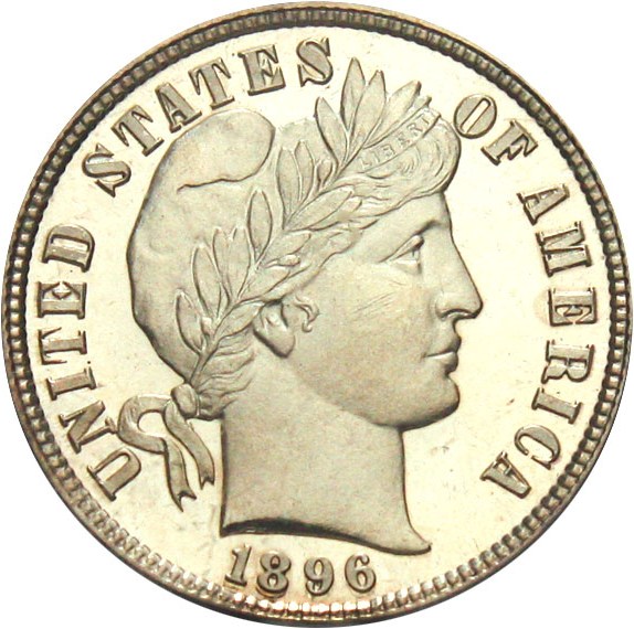 image for: 1896 10c PCGS Proof 63 DCameo