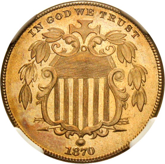 image for: 1870 5c NGC/CAC Proof 65