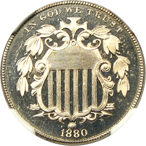 image for: 1880 5c NGC/CAC Proof 65 Cameo