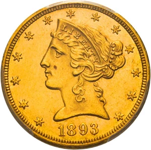 image for: 1893-CC $5 PCGS MS63 * Popular Carson City Issue *