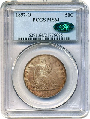 image for: 1857-O 50c PCGS/CAC MS64