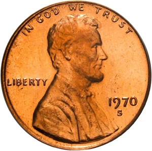 image for: 1970-S 1c PCGS MS67 RD (Large Date)