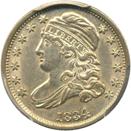 image for: 1834 10C PCGS/CAC AU55 (Large 4)