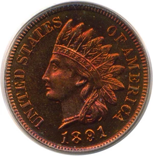 image for: 1891 1c PCGS Proof 65 RB * Color * (Eagle Eye Sticker)