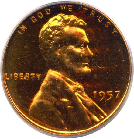 image for: 1957 1c PCGS Proof 66 RD Cameo