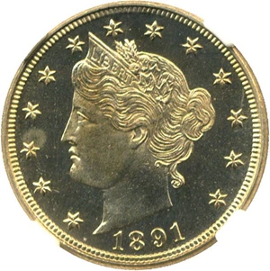 image for: 1891 5c NGC Proof 64 Cameo