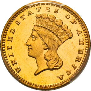 image for: 1889 G$1 PCGS/CAC Proof 65 Cameo * Rare Proof Gold Dollar *
