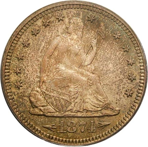 image for: 1874-S 25c PCGS MS64 (Arrows)