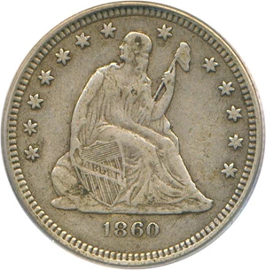 image for: 1860-O 25c PCGS/CAC VF35