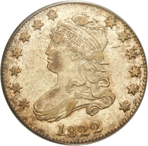 image for: 1822 25c PCGS/CAC AU50