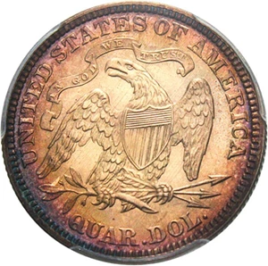 image for: 1875 25c PCGS Proof 64 Cameo * Pretty Toning *