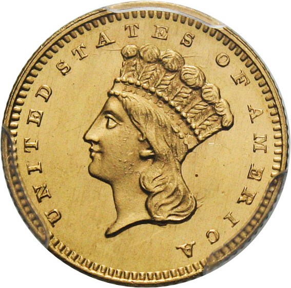 image for: 1864 G$1 PCGS MS66 - Gem Gold Dollar struck during the Civil War