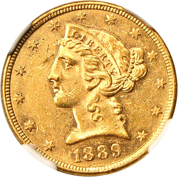 image for: 1889 $5 NGC MS61 * Low Mintage *