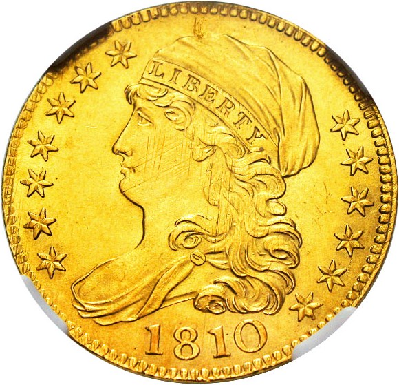image for: 1810 $5 NGC MS64 (Large Date, Large 5) * Early Capped Bust Half Eagle *