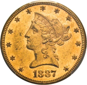 image for: 1887 $10 PCGS MS62 * Low Mintage Issue *