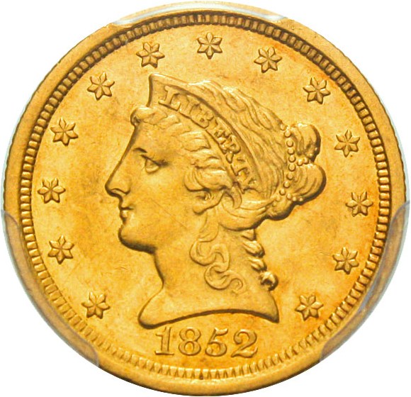 image for: 1852-O $2 1/2 PCGS AU50