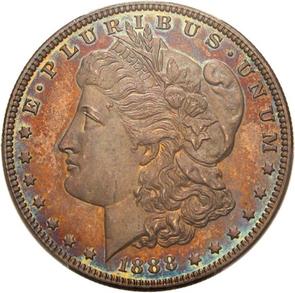 image for: 1888 $1 PCGS/CAC Proof 64 * Colorful Toning *