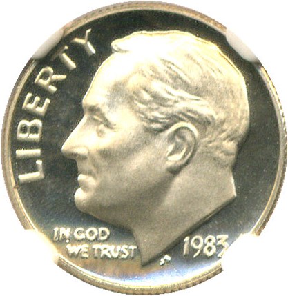 image for: Mint Error: 1983 No S 10c NGC Proof 69 Ucameo * Rare Missing Mintmark *