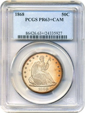 image for: 1868 50c PCGS Proof 63+ Cameo