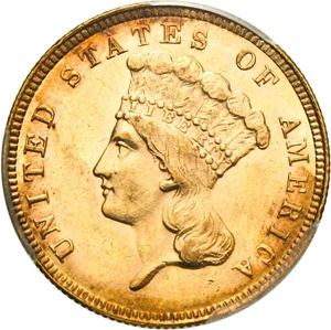 image for: 1887 $3 PCGS MS63 * Low Mintage Date *