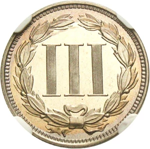 image for: 1865 3cN NGC Proof 67 CAM - Key First Year Proof