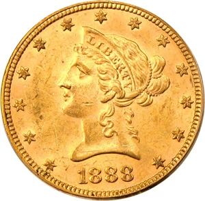 image for: 1888 $10 PCGS/CAC MS62