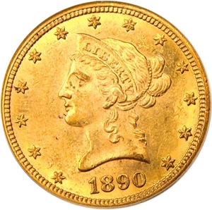 image for: 1890-CC $10 PCGS MS62
