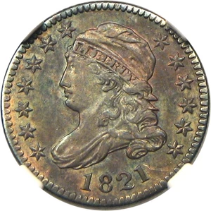image for: 1821 10c NGC/CAC AU58 (Large Date)