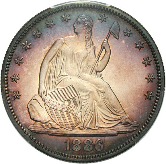 image for: 1886 50c PCGS/CAC Proof 64 Cameo * Gorgeous Toning *