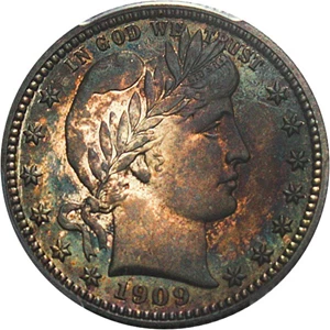 image for: 1909 25c PCGS Proof 66 - Rich Colorful Toning - No Reserve!