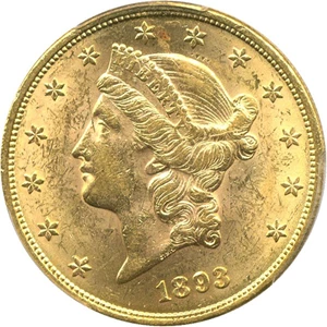 image for: 1893 $20 PCGS MS61
