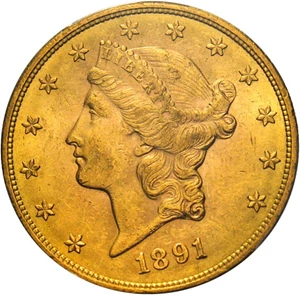 image for: 1891-S $20 PCGS MS62