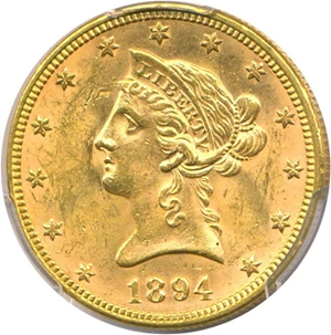 image for: 1894 $10 PCGS MS62