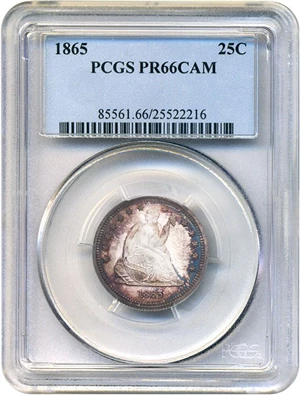 image for: 1865 25c PCGS Proof 66 Cameo * Tied for Finest at PCGS *