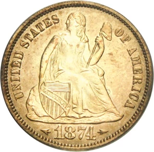 image for: 1874 10c PCGS/CAC Proof 63 (Arrows)