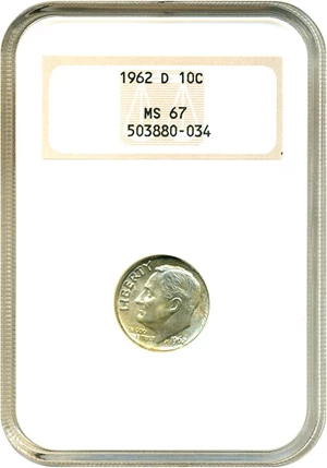 image for: 1962-D 10c NGC MS67