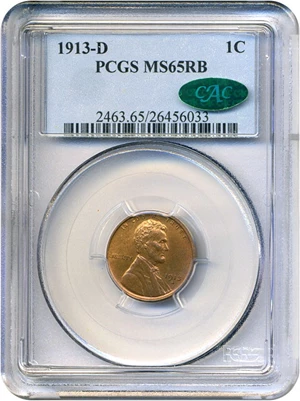 image for: 1913-D 1c PCGS/CAC MS65 RB
