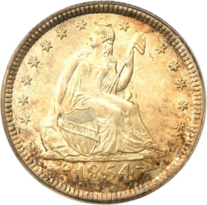 image for: 1854-O 25c PCGS/CAC MS64 (Arrows) * Tied for Finest at CAC *