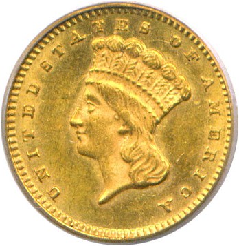 image for: 1873 G$1 PCGS/CAC MS62 (Closed 3)