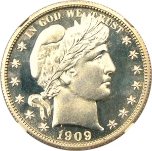 image for: 1909 50c NGC Proof 65 Cameo